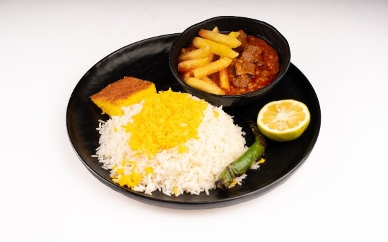 چلو خورشت قیمه سیب زمینی